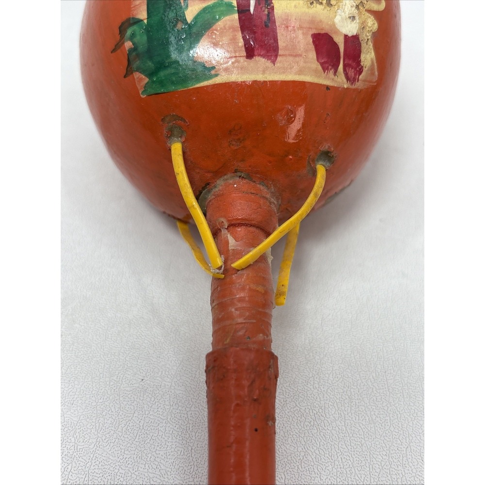 Hand painted Mexican Folk Art Terracotta Clay Mask Wall Hanging And Maracas Vtg - Picture 8 of 8
